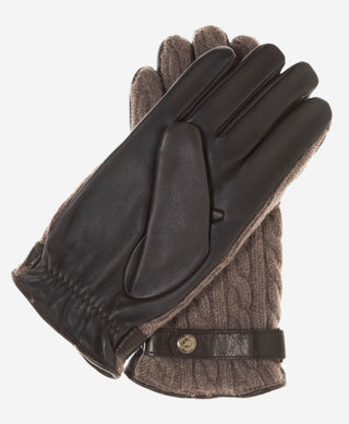 CC3510 (brown) - Men’s Italian cable knit cashmere and leather winter gloves - Glamourous Grace