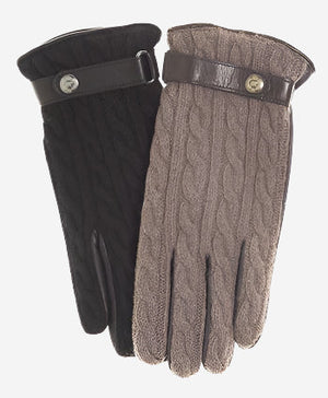 CC3510 (brown) - Men’s Italian cable knit cashmere and leather winter gloves - Glamourous Grace