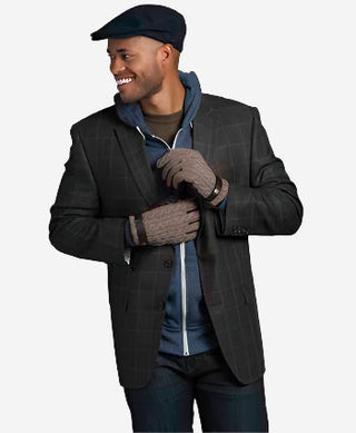 CC3510 (brown) - Men’s Italian cable knit cashmere and leather winter gloves - Glamourous Grace