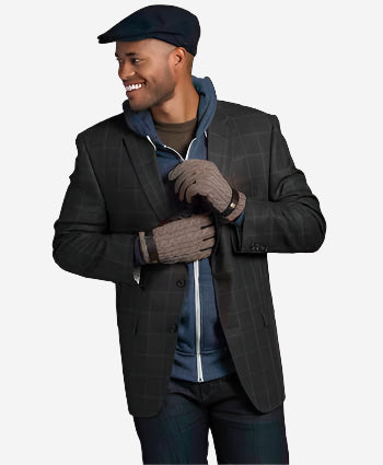 CC3510 (brown) - Men’s Italian cable knit cashmere and leather winter gloves - Glamourous Grace