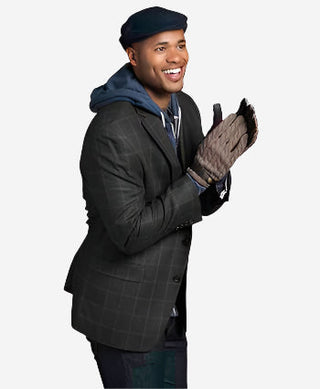 CC3510 (brown) - Men’s Italian cable knit cashmere and leather winter gloves - Glamourous Grace