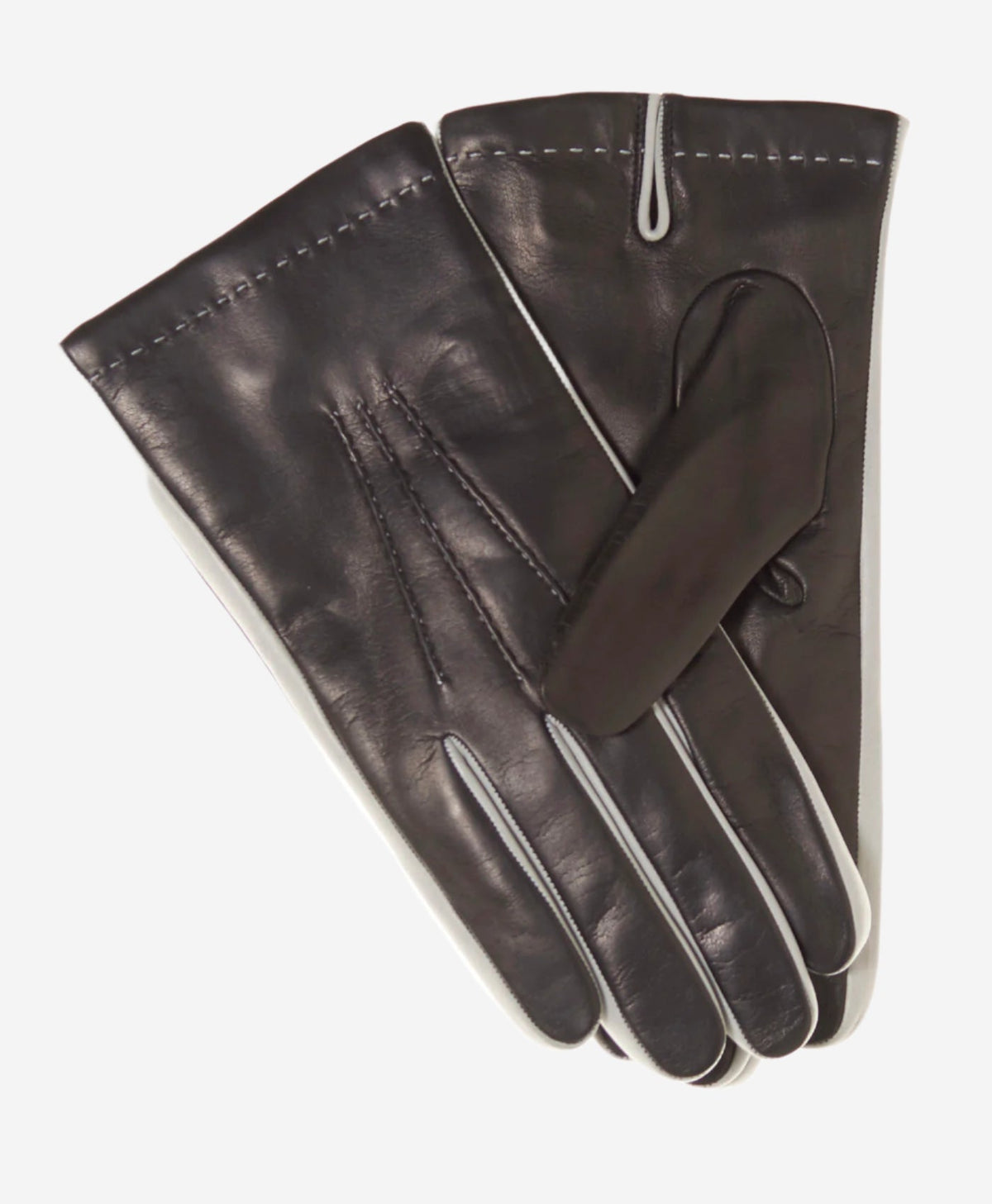 CC3592 (black) - Men’s Italian leather gloves with two-tone contrast colors - Glamourous Grace