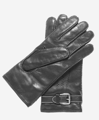CC3905 (black) - Men’s Italian cashmere lined leather gloves with shearling cuff - Glamourous Grace