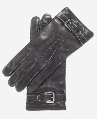CC3905 (black) - Men’s Italian cashmere lined leather gloves with shearling cuff - Glamourous Grace
