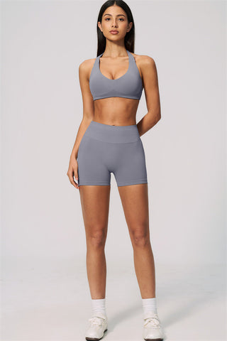 The Velvetine Halter Sports Bra Shorts 2-Piece Set
