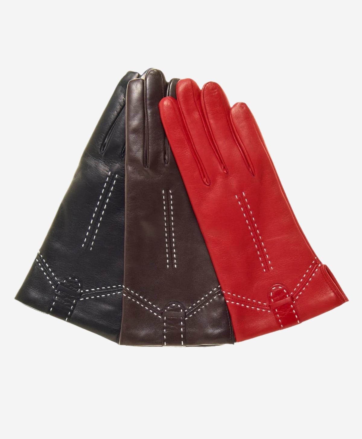 CC4005 (black) - Women’s Italian cashmere lined leather gloves with decorative stitching - Glamourous Grace