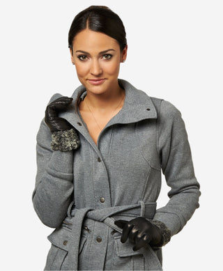 CC4172 (black/silver) - Women’s Italian cashmere lined leather gloves with Persian lamb cuffs - Glamourous Grace