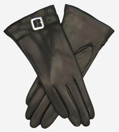 CC4201 (black) - Women’s Italian cashmere lined leather gloves with buckle - Glamourous Grace