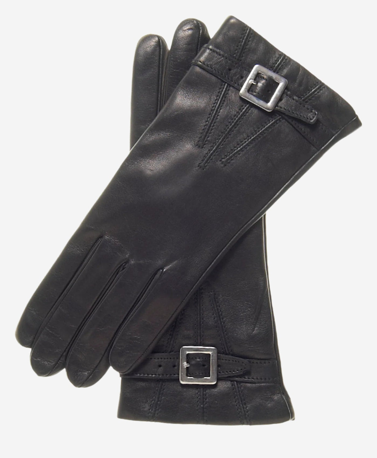 CC4201 (black) - Women’s Italian cashmere lined leather gloves with buckle - Glamourous Grace