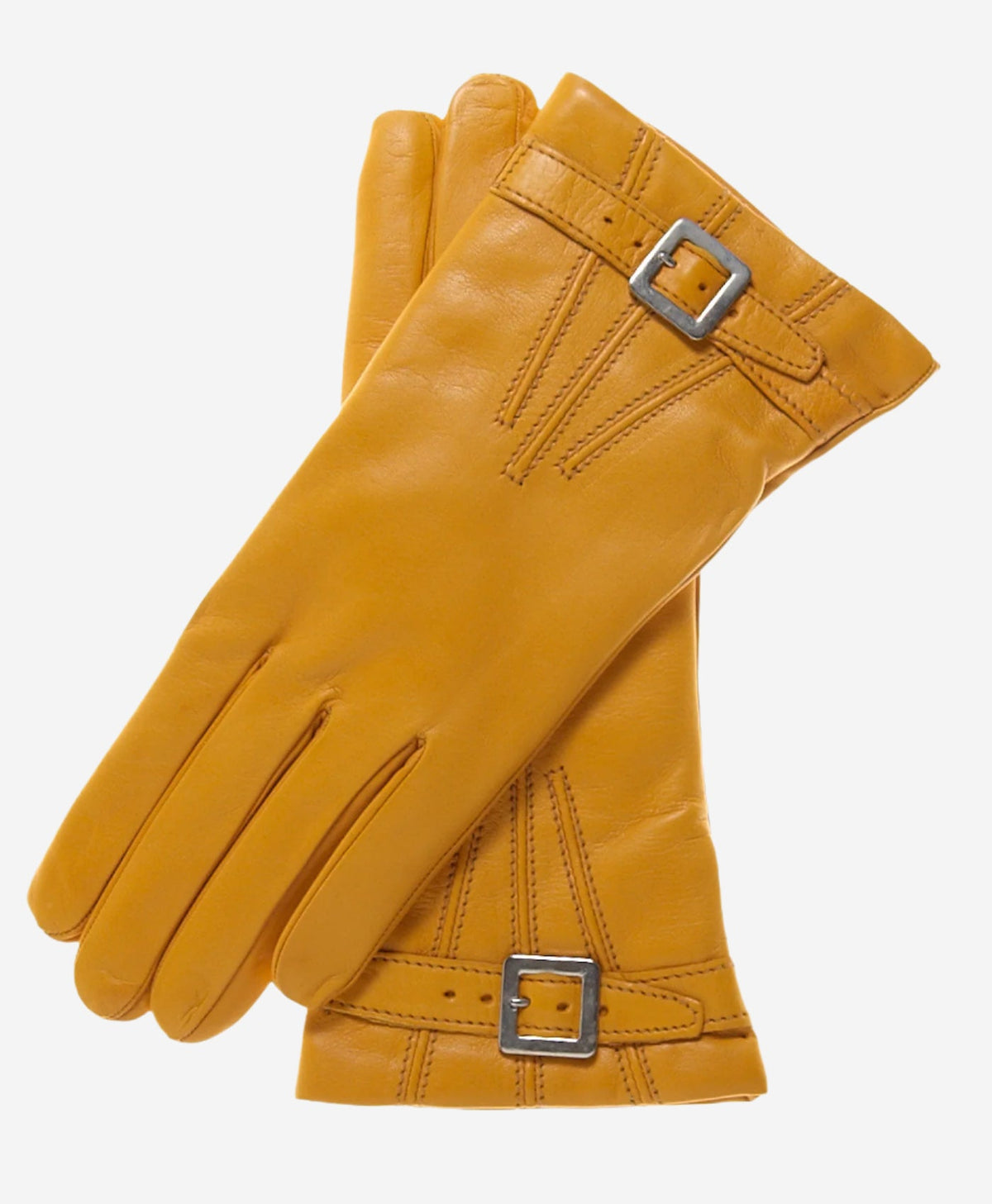 CC4201 (canary) - Women’s Italian cashmere lined leather gloves with buckle - Glamourous Grace