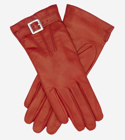 CC4201 (red) - Women’s Italian cashmere lined leather gloves with buckle - Glamourous Grace