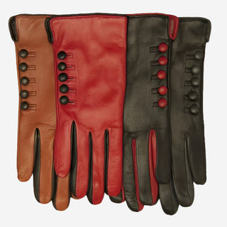 CC4213 (black/red) - Women’s Italian cashmere lined gloves with buttons - Glamourous Grace