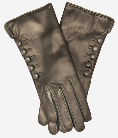 CC4213 (black/grey) - Women’s Italian cashmere lined gloves with buttons - Glamourous Grace