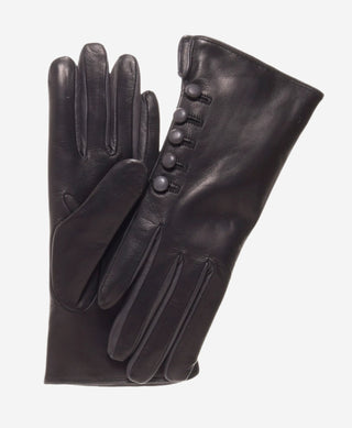 CC4213 (black/grey) - Women’s Italian cashmere lined gloves with buttons - Glamourous Grace