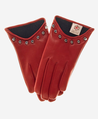 CC4391 (red) - Women’s Italian cashmere lined leather gloves with studs - Glamourous Grace