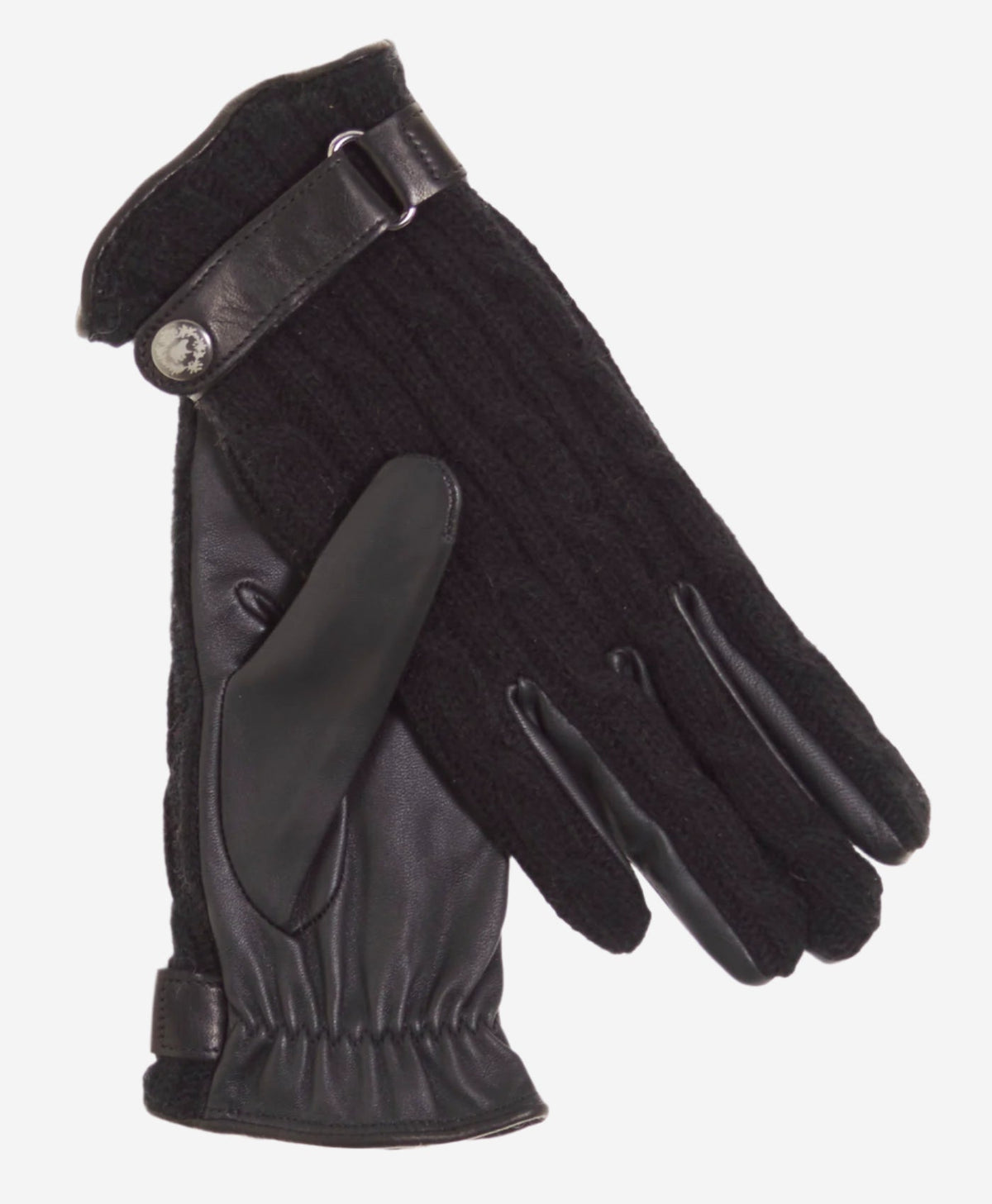 CC4510 (black) - Women’s Italian cable knit cashmere and leather winter gloves - Glamourous Grace
