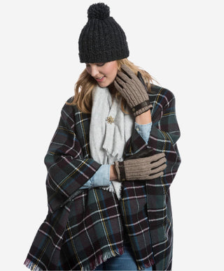 CC4510 (nat) - Women’s Italian cable knit cashmere and leather winter gloves - Glamourous Grace