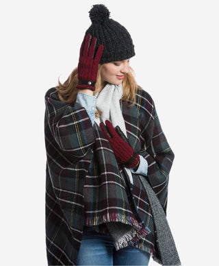 CC4510 (red) - Women’s Italian cable knit cashmere and leather winter gloves - Glamourous Grace