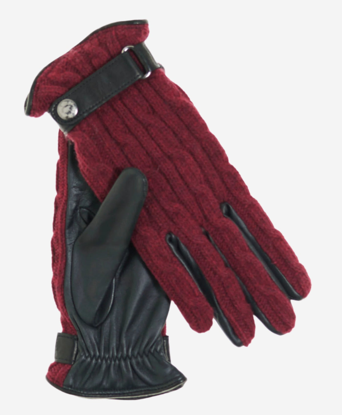 CC4510 (red) - Women’s Italian cable knit cashmere and leather winter gloves - Glamourous Grace