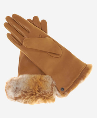 CC4514 (vac) - Women’s Italian rex rabbit fur cuff lambskin gloves - Glamourous Grace