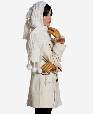 CC4514 (vac) - Women’s Italian rex rabbit fur cuff lambskin gloves - Glamourous Grace
