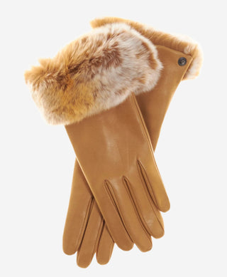 CC4514 (vac) - Women’s Italian rex rabbit fur cuff lambskin gloves - Glamourous Grace