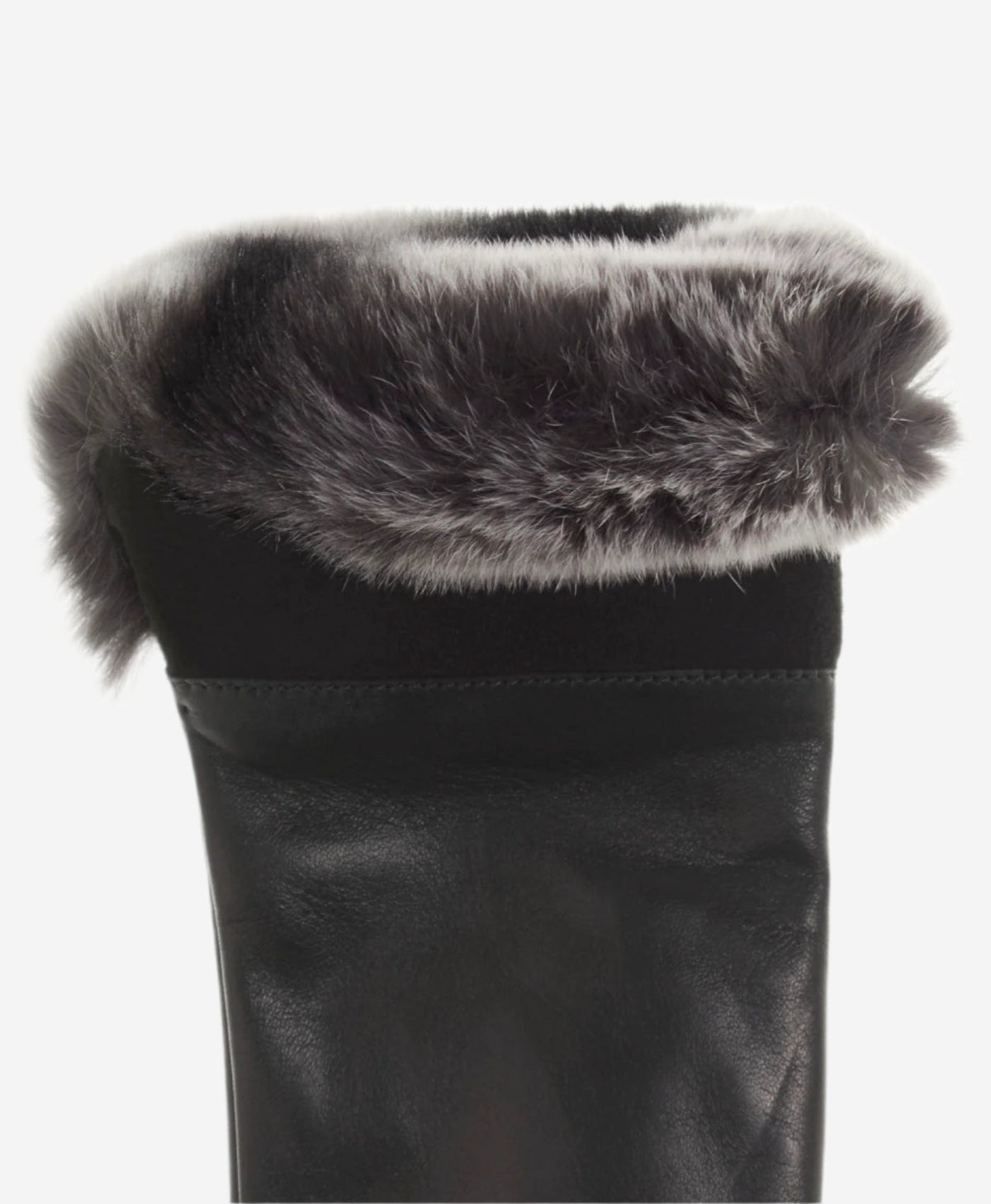 CC4516 (black) - Women’s Italian suede and Rex rabbit fur cuff lambskin gloves - Glamourous Grace