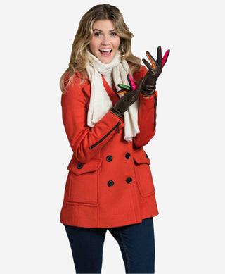 CC4585 (black) - Women’s Italian cashmere lined lambskin gloves with colorful fourchettes - Glamourous Grace