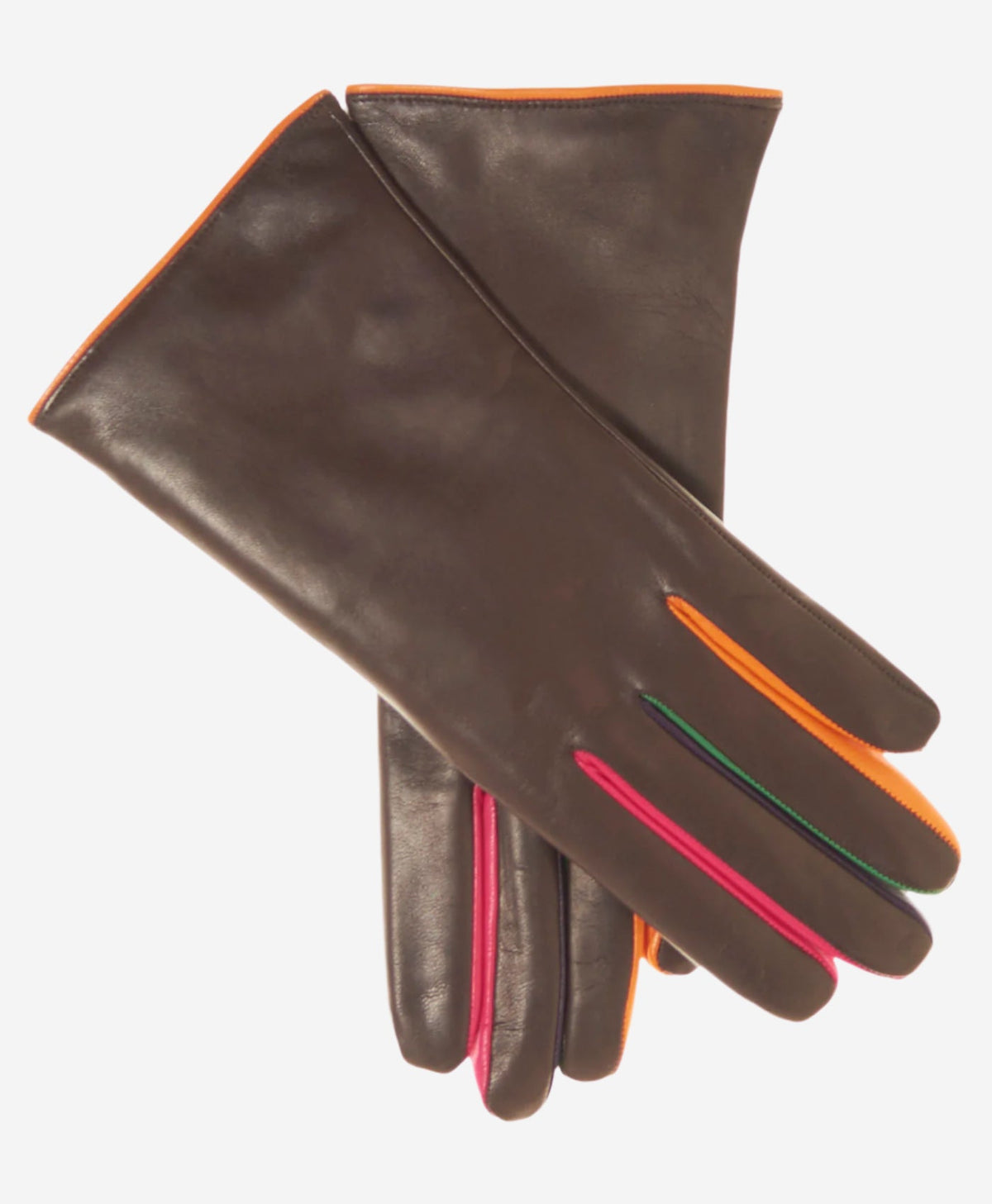 CC4585 (tangerine) - Women’s Italian cashmere lined lambskin gloves with colorful fourchettes - Glamourous Grace