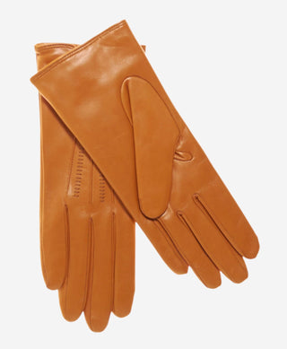 CC4668 (orange) - Women’s Italian orange suede winter gloves cashmere lined with unique hand detailing - Glamourous Grace
