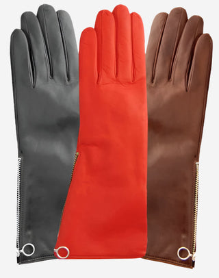 CC4879W4 (red) - “4-button length” Italian cashmere lined gloves with side zipper - Glamourous Grace