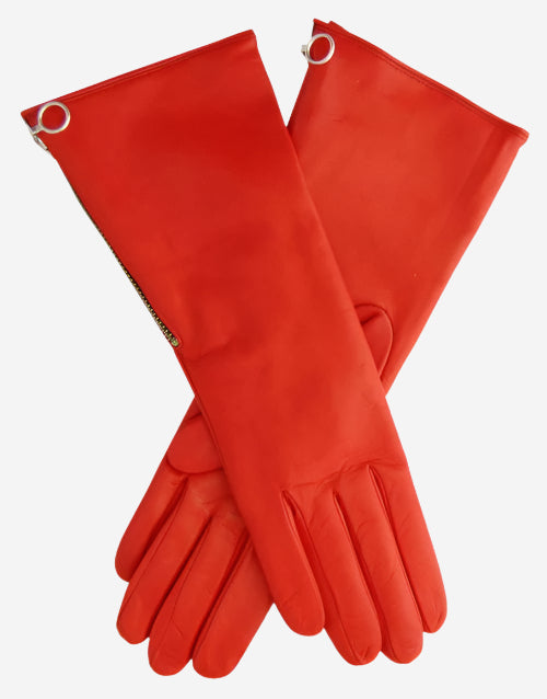 CC4879W4 (red) - “4-button length” Italian cashmere lined gloves with side zipper - Glamourous Grace