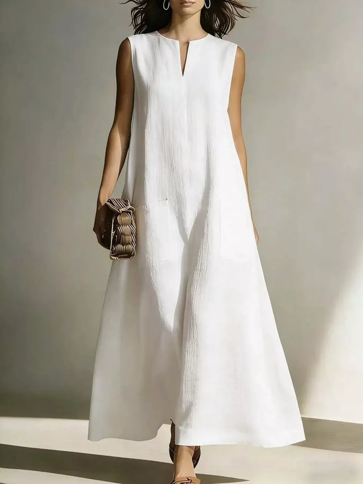 Full Size Notched Sleeveless Maxi Dress Plus Size - Glamourous Grace