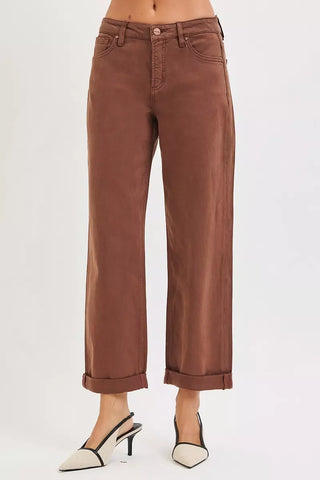 RISEN Tummy Control Mid Rise Ankle Barrel Baggy