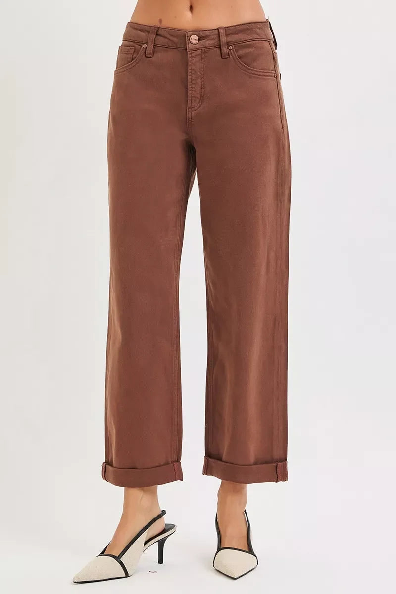 RISEN Tummy Control Mid Rise Ankle Barrel Baggy