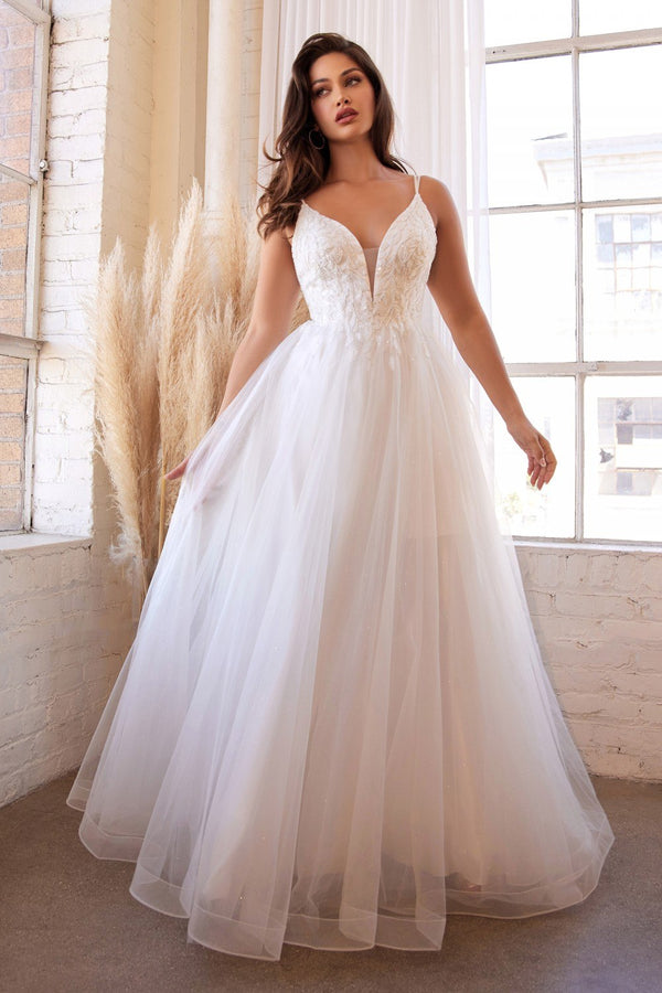 Cinderella Divine CD0154W Long Layered Tulle Dress Beaded Applique Bodice - Glamourous Grace