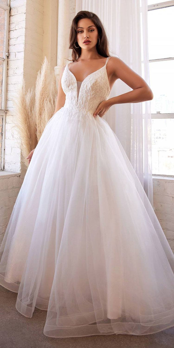 Cinderella Divine CD0154W Long Layered Tulle Dress Beaded Applique Bodice - Glamourous Grace