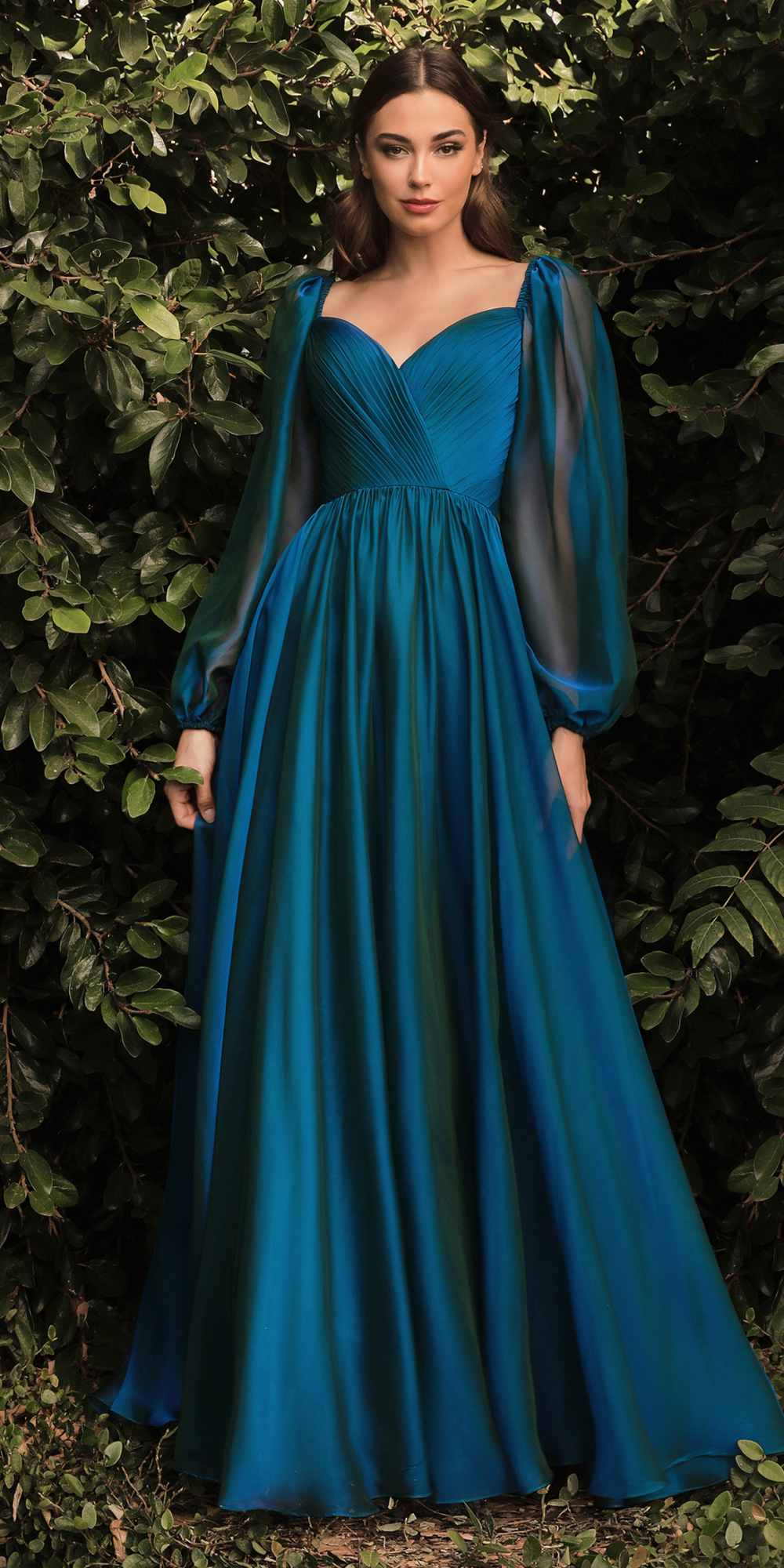 Cinderella Divine CD243 Long Sleeve A-Line Dress - Glamourous Grace