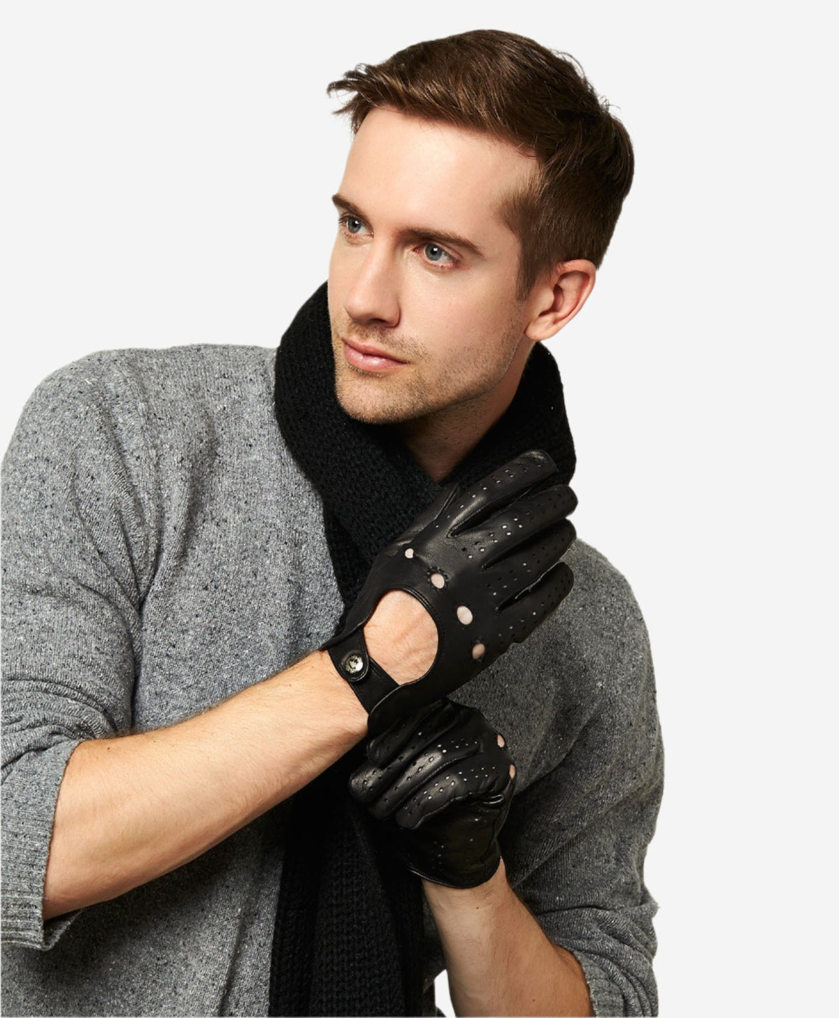 CD3020 (black) - Men’s Italian lambskin leather driving gloves - Glamourous Grace