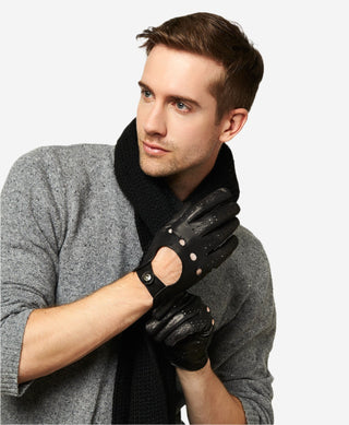 CD3020 (black) - Men’s Italian lambskin leather driving gloves - Glamourous Grace