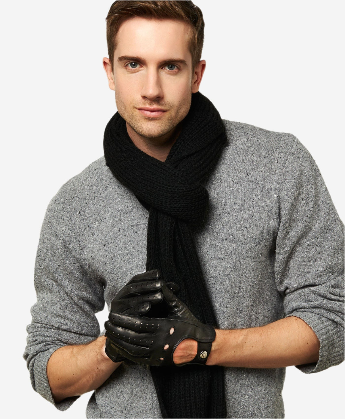 CD3020 (black) - Men’s Italian lambskin leather driving gloves - Glamourous Grace