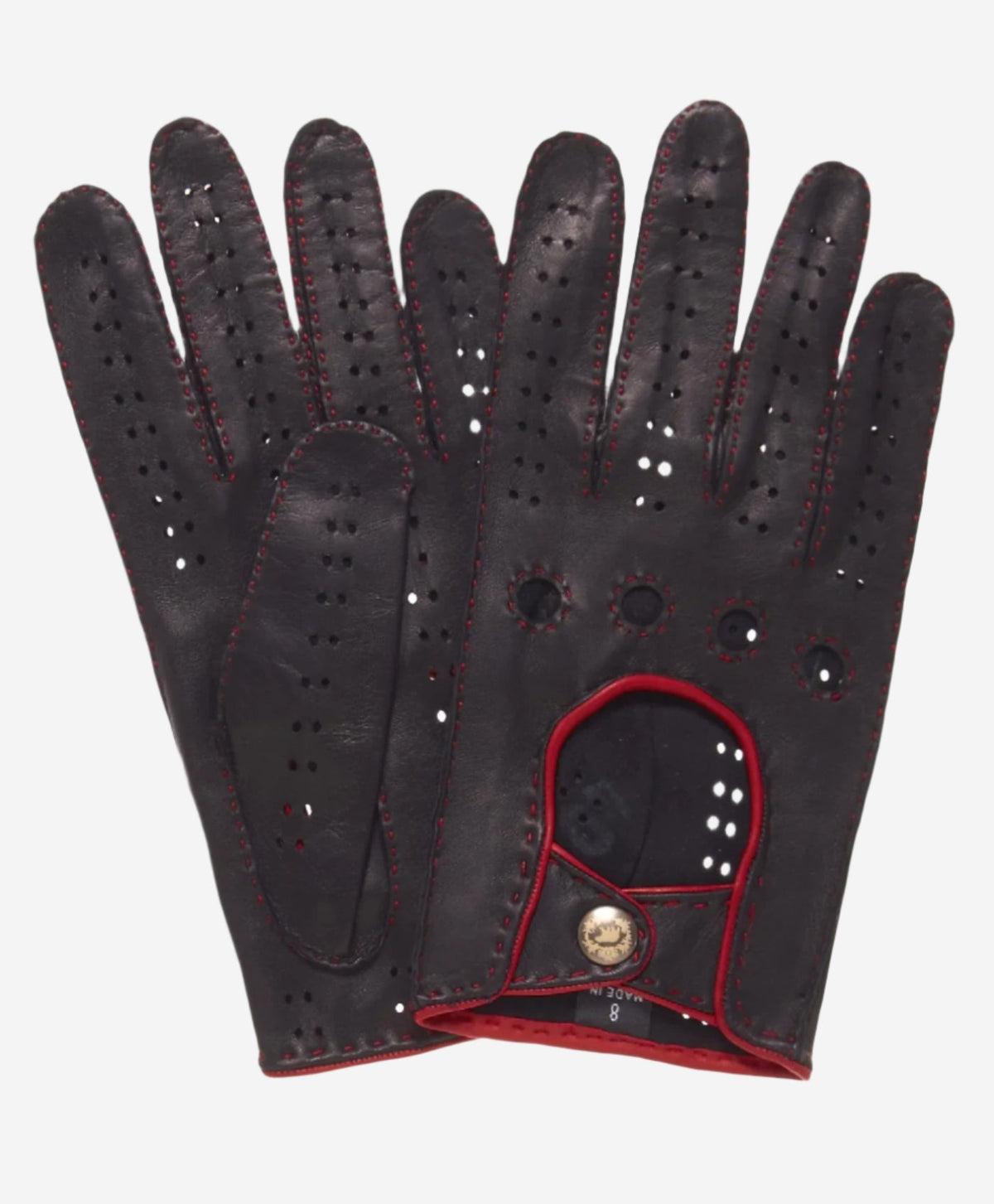 CD3288 (black) - Handsewn Italian leather driving gloves with contrast welting - Glamourous Grace