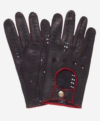 CD3288 (black) - Handsewn Italian leather driving gloves with contrast welting - Glamourous Grace