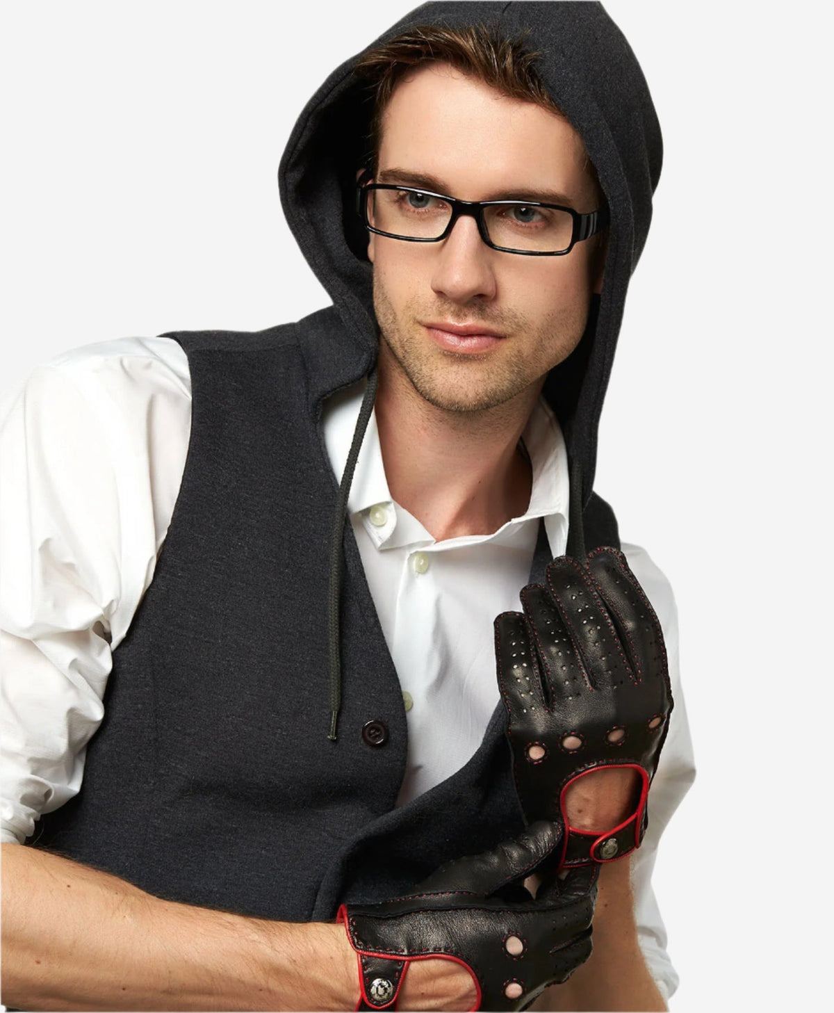 CD3288 (black) - Handsewn Italian leather driving gloves with contrast welting - Glamourous Grace