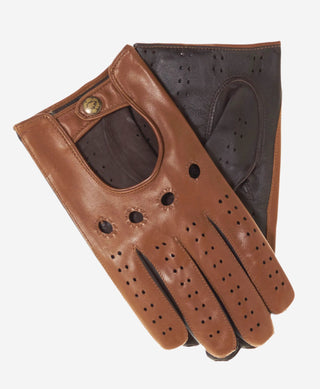 Umberto (camel brown) - Italian lambskin leather driving gloves & touchscreen feature - Glamourous Grace