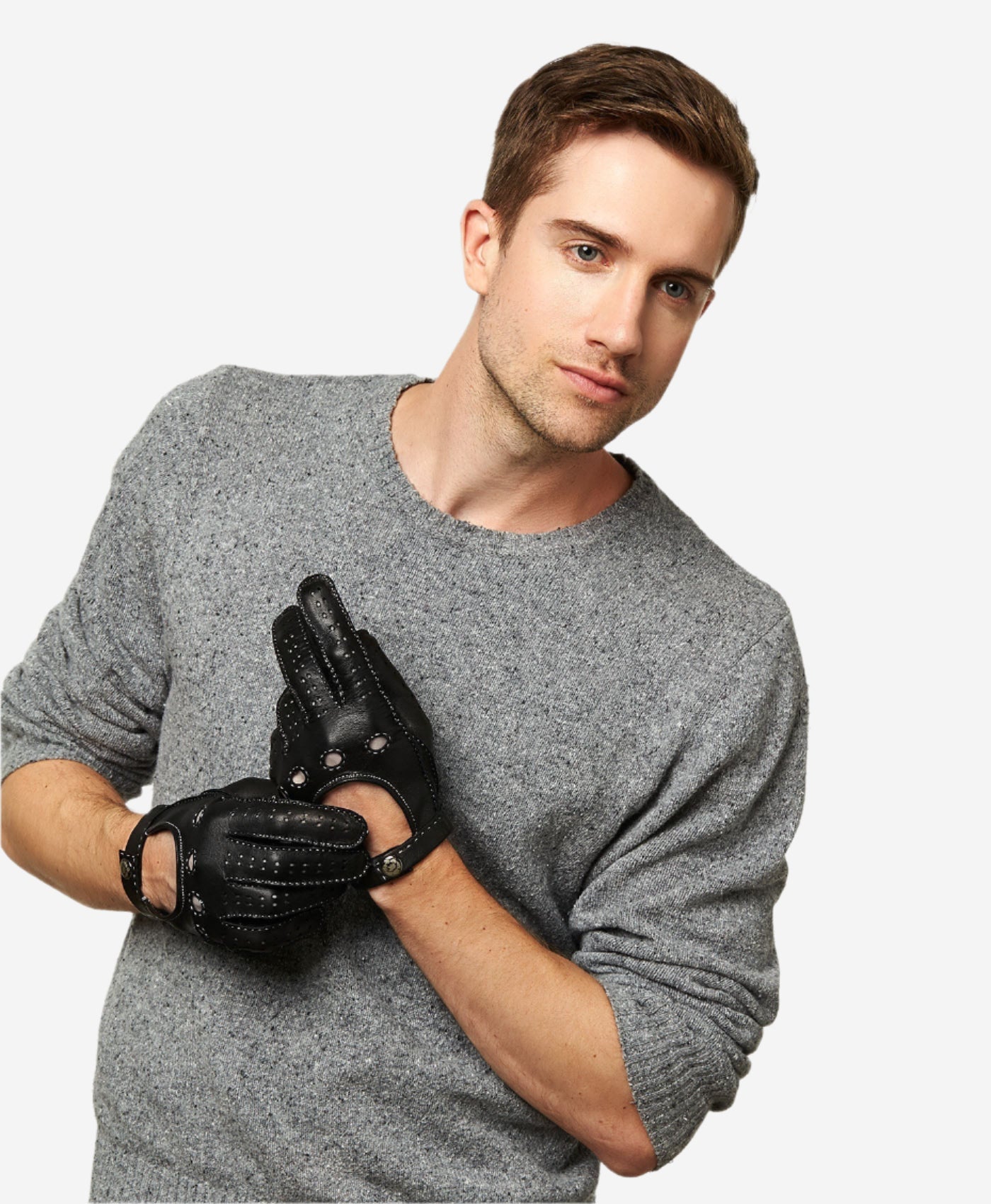 CD3501 (black) - Men’s handsewn Italian lambskin leather driving gloves - Glamourous Grace