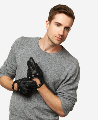 CD3501 (black) - Men’s handsewn Italian lambskin leather driving gloves - Glamourous Grace