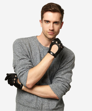 CD3501 (black) - Men’s handsewn Italian lambskin leather driving gloves - Glamourous Grace