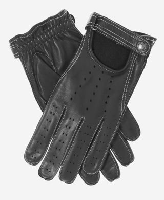 CD3528 (black) - Men's Italian Leather Driving Gloves with Cashmere Lining - Glamourous Grace