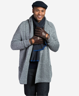 CD3528 (brown) -Men’s Italian leather driving gloves with cashmere lining - Glamourous Grace